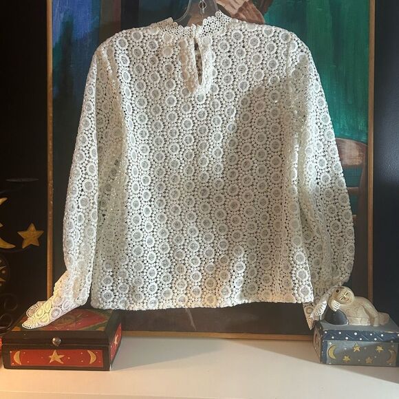 H&M Crochet White Lace Women's Blouse Size 6 - Picture 10 of 16
